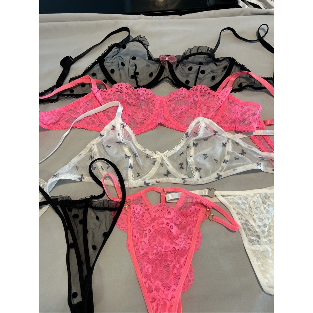 Bra And Panty Set Small Black Pink White
